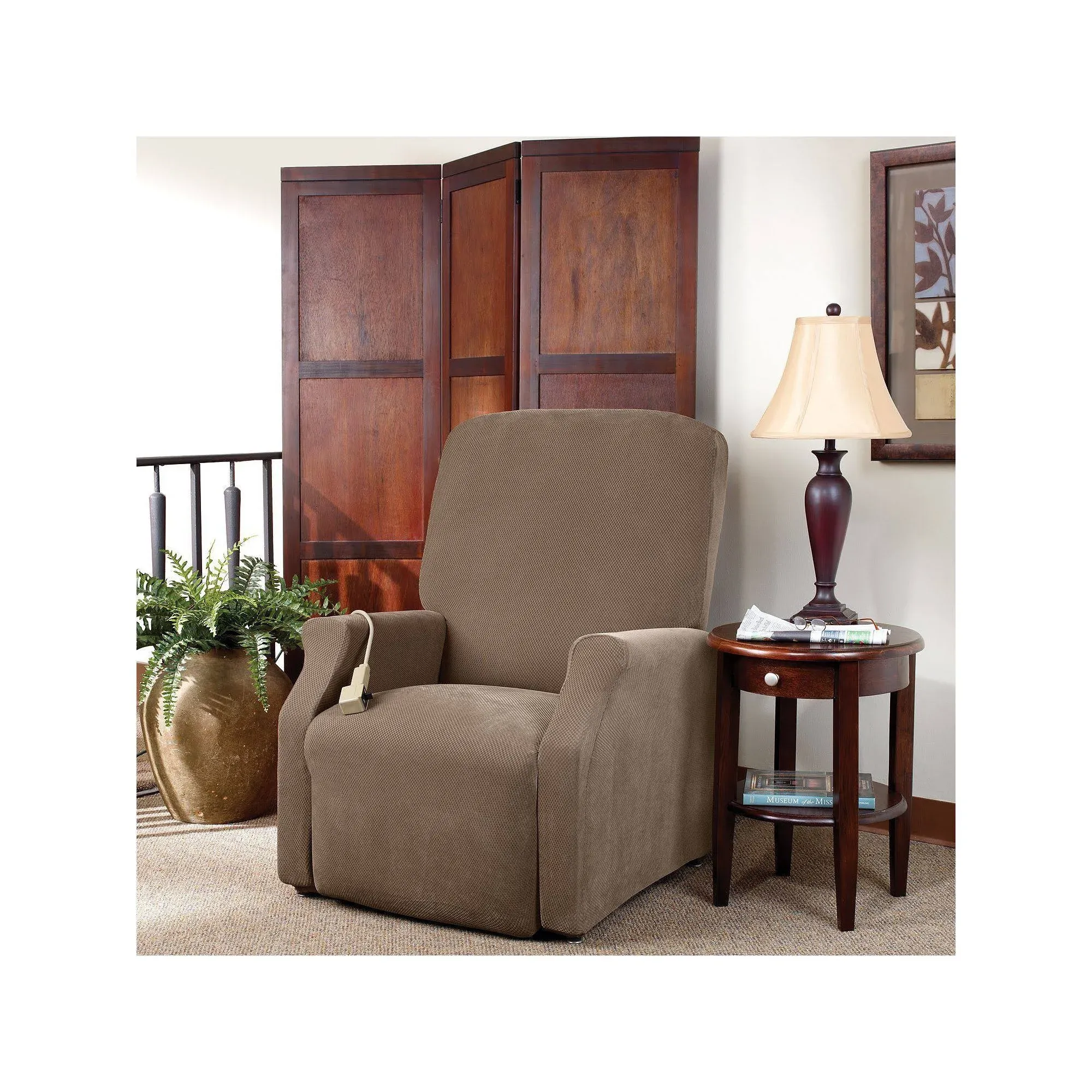 Sure Fit Stretch Pique Large Lift Recliner Slipcover - Taupe