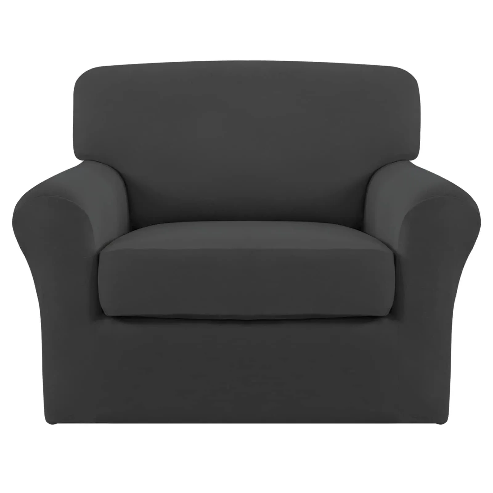 Easy-Going 2 Pieces Microfiber Stretch Chair Slipcover – Spandex Soft Fitted Sofa Couch Cover Washable Furniture Protector with Elastic Bottom Kids