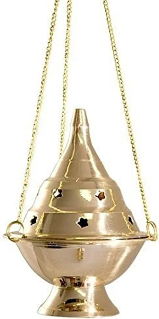 Accessories - Brass Burners Hanging Censer/Charcoal Incense Burner, 4.5" H