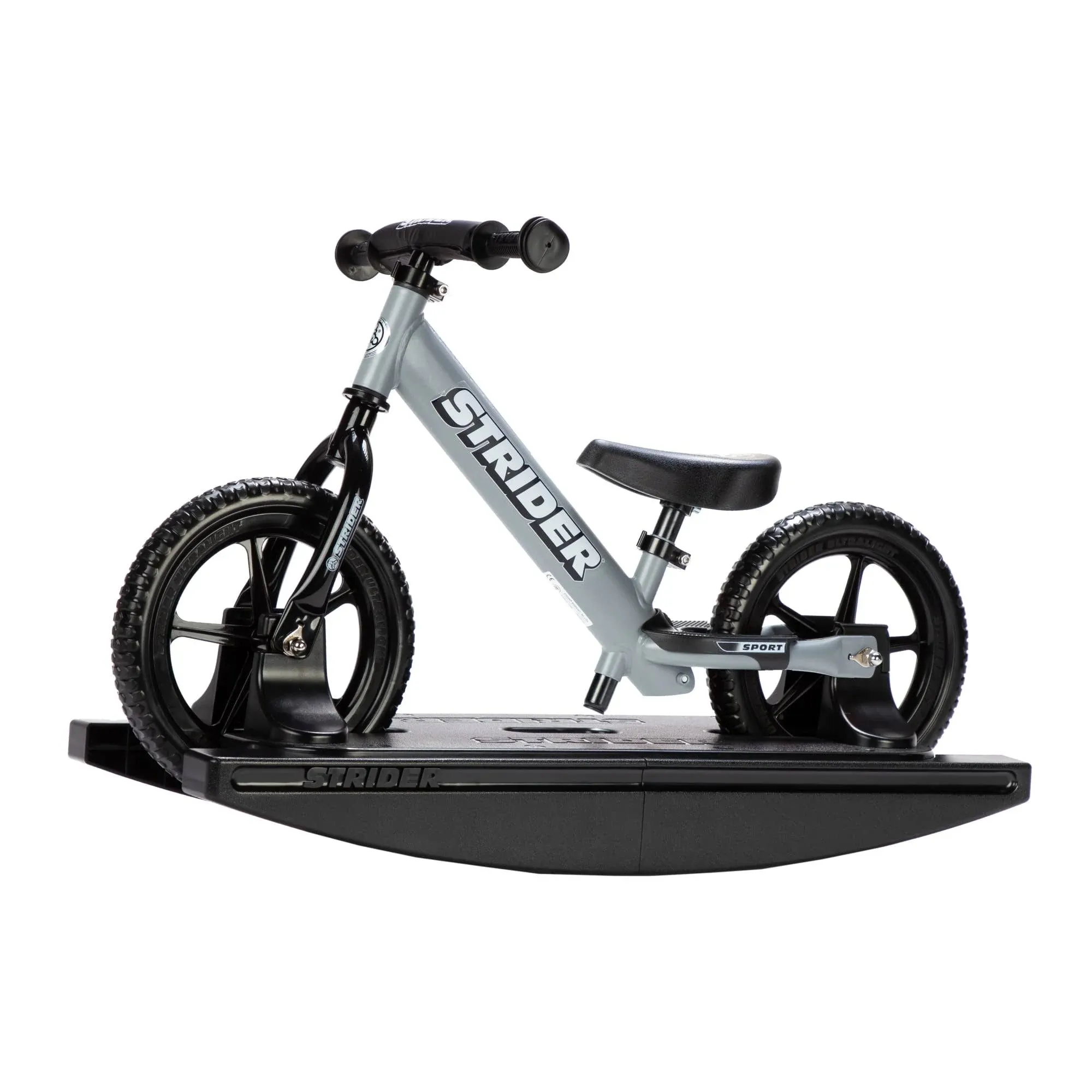 Strider 12" Kids' Sport 2-in-1 Rocking Balance Bike - Black/Matte Gray