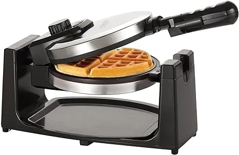 BELLA Classic Rotating Belgian Waffle Maker with Nonstick Plates, Removable Drip Tray, Adjustable Browning Control and Cool Touch Handles, Stainless Steel