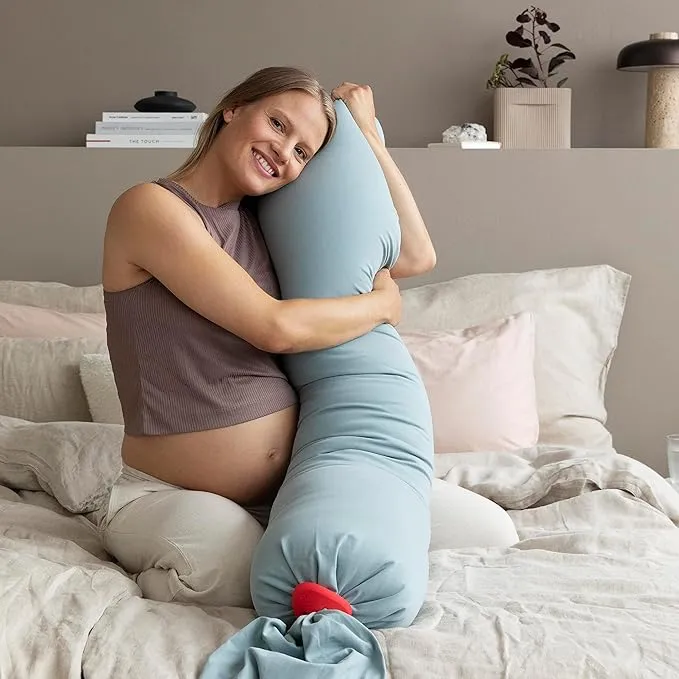 bbhugme Adjustable Pregnancy Pillow – Full Body Support for Side Sleeping - Adjustable Firmness and Shape - Supports Back, Legs, Belly, Hips for Pregnant Women - Removable Cover - Eucalyptus