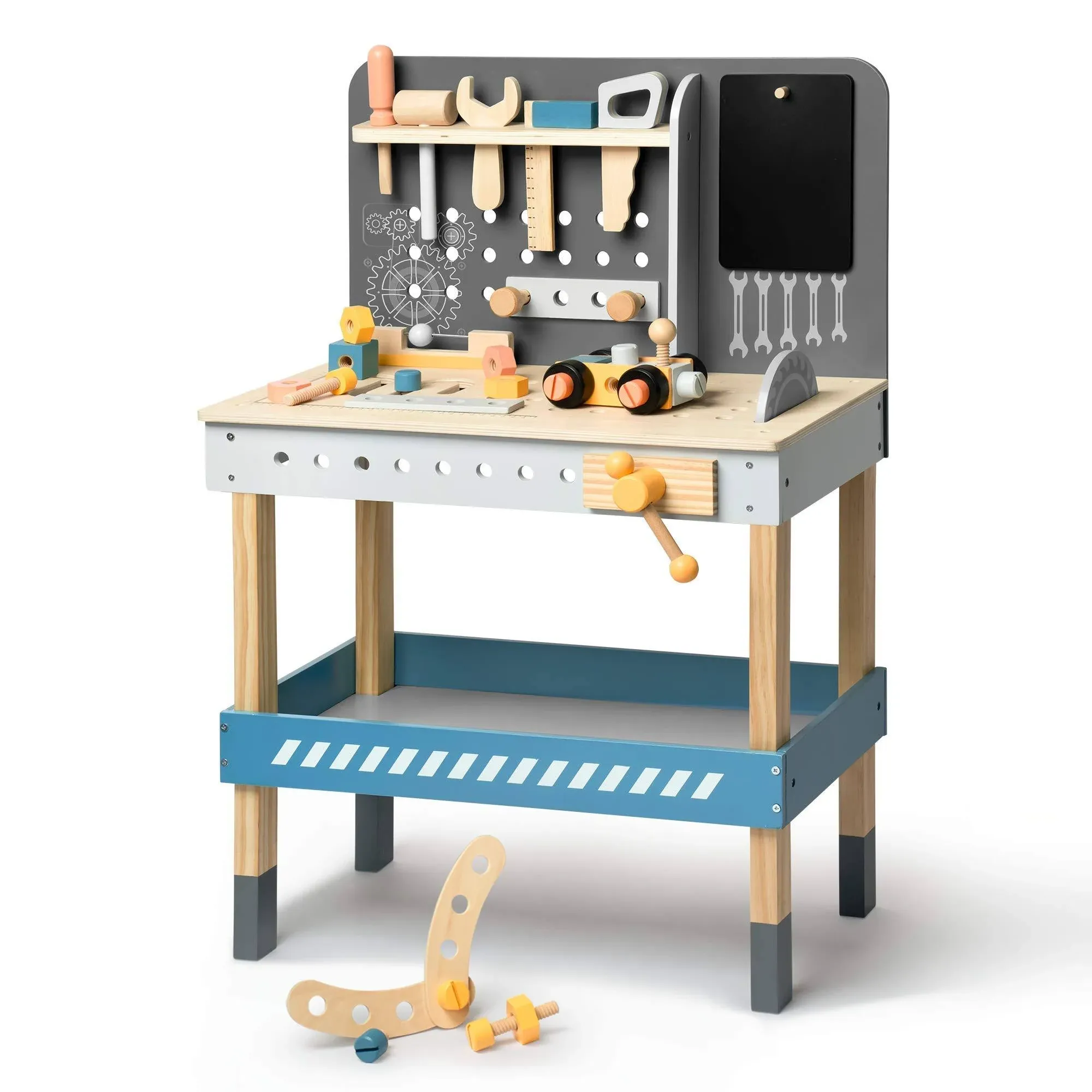  Wooden Tool Workbench for Kids Toddlers, Toy Tools Set Gift for 3 4 5 6 7 