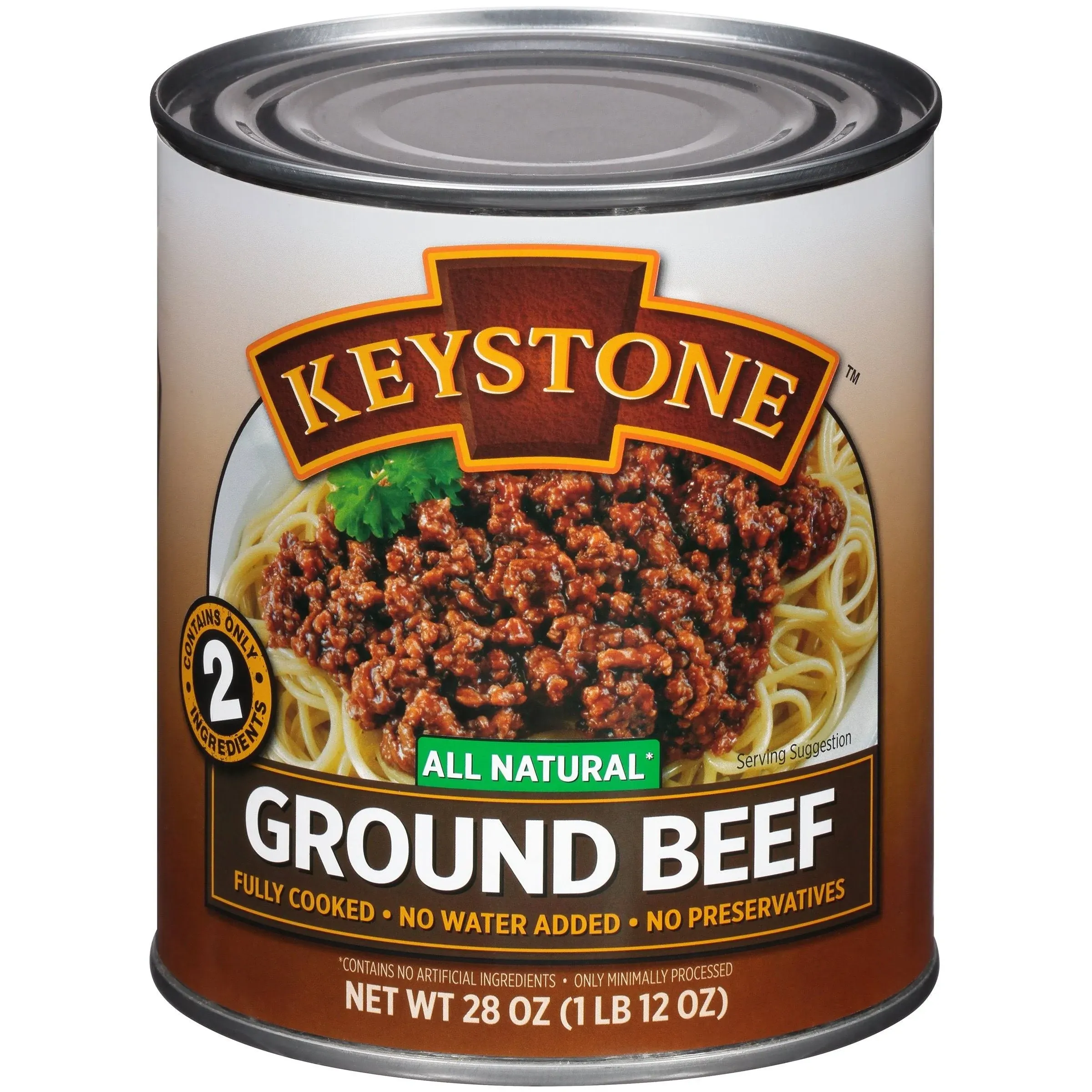 Keystone All Natural Ground Beef 28 Ounce Long Term Emergency Survival Food Canned Meat | Fully Cooked Ready to Eat | Gluten Free Family Pack of 1