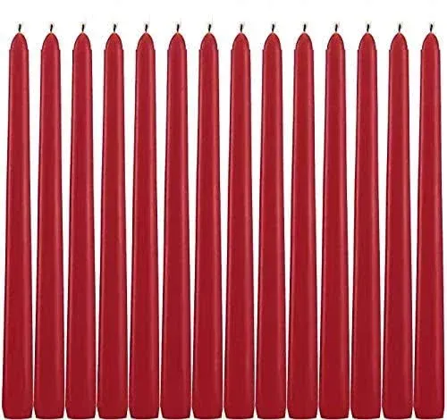 Red Taper Candles - Set of 14 Dripless Candles - 10 inch Tall, 3/4 inch Thick - 7 ...