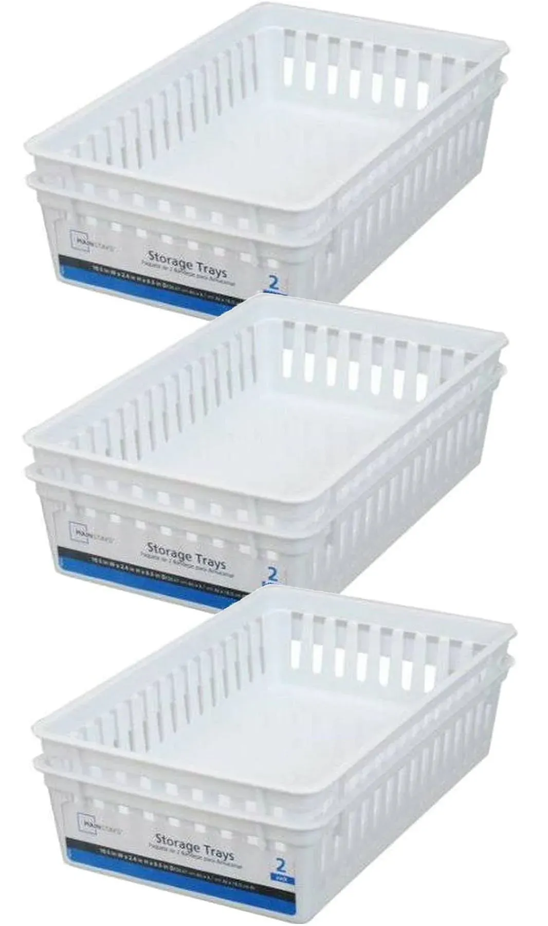 Mainstay Basic White Rectangle Storage Trays, 6 Of Them.