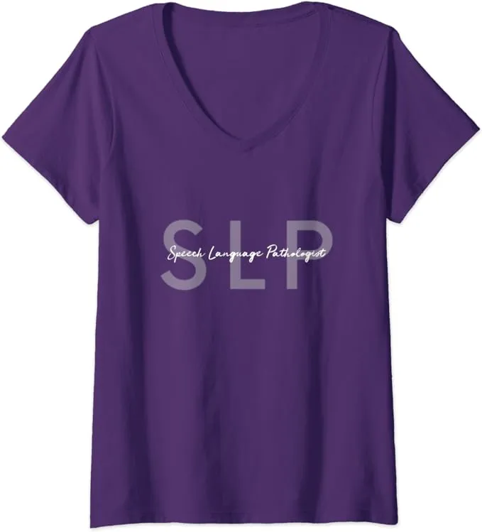 Inktastic Women's SLP Speech Language Pathologist V-Neck T-Shirt