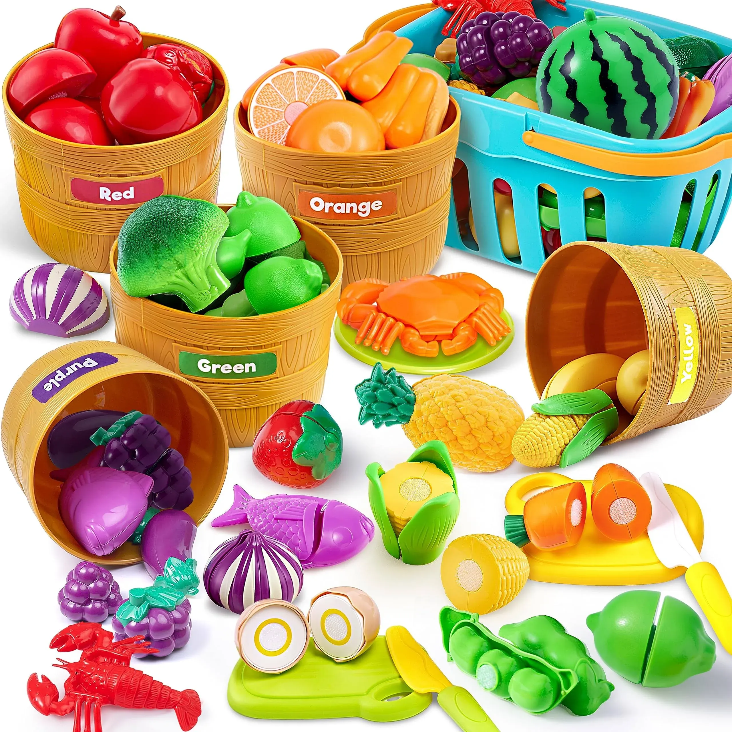 JOYIN Color Sorting Play Food Set