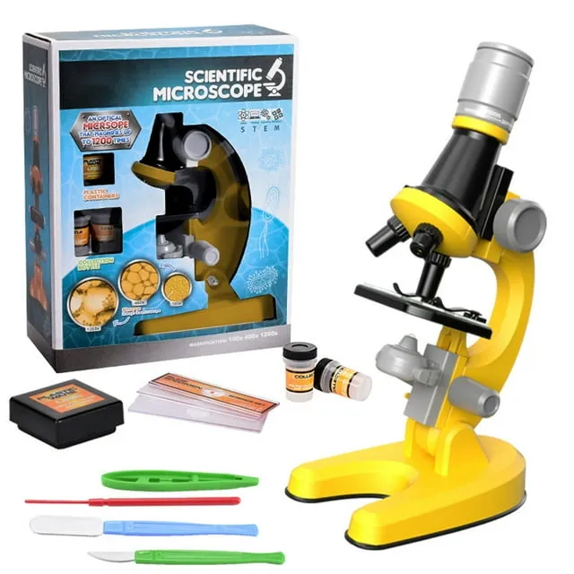 Lieonvis Microscope for Kids100X-2000X Magnification Kids Science Toys Microscope Kit with Microscope Slides LED Light and Box Education Scientific Toys for Child