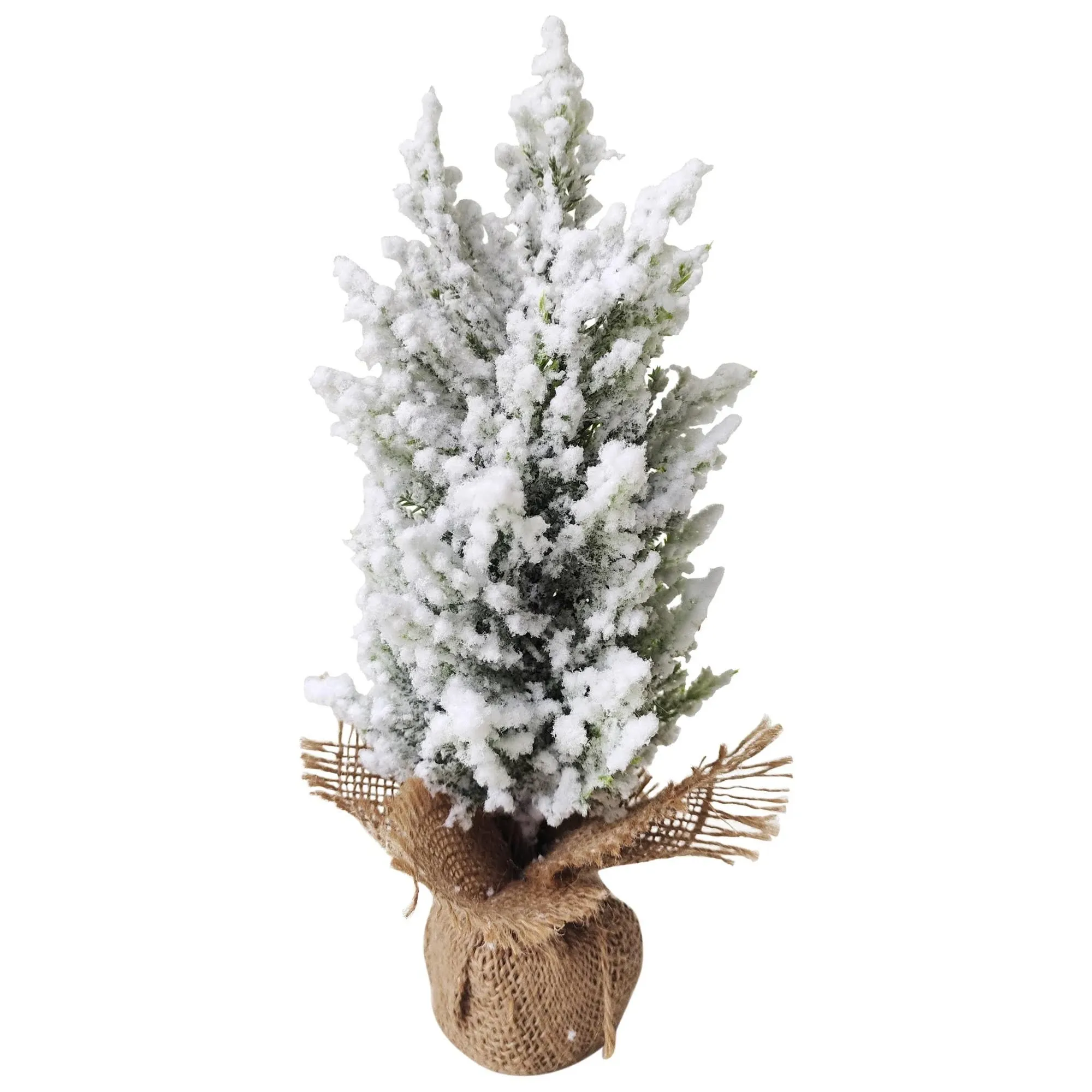 Northlight Heavily Flocked Pine Christmas Tree in Burlap Base - 12.5"