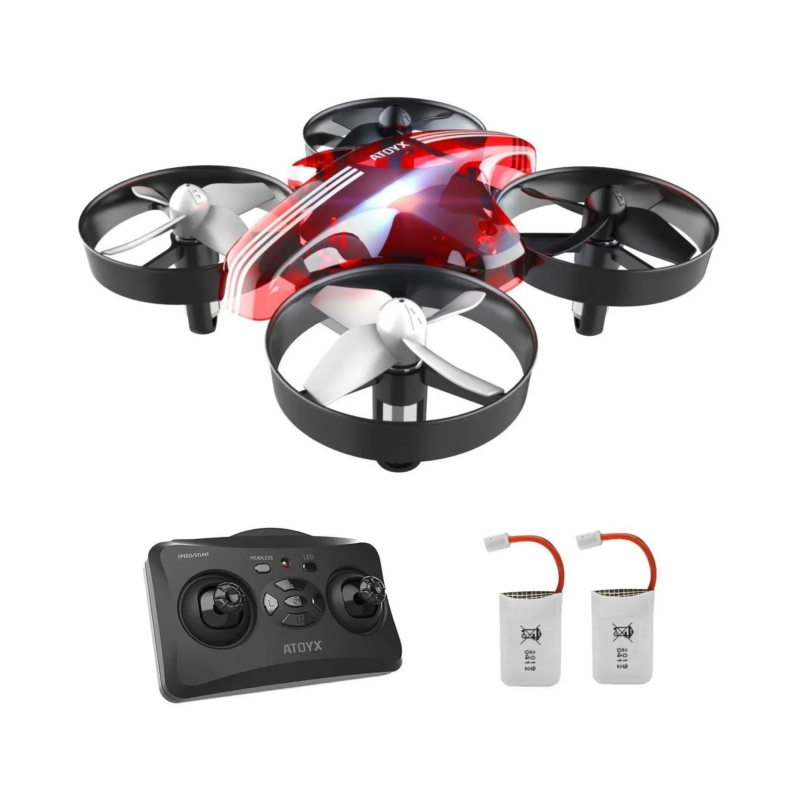 ATOYX Mini Drone for Kids and Beginners,Portable Remote Control RC Quadcopter Drone Toy, Best Drone for Boys and Girls with Altitude Hold, 3D Flips, Headless Mode,LED Light&Extra Batteries AT-66(Red)