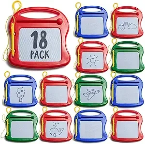 PREXTEX 18 Pack of Mini Magnetic Drawing Board for Kids - Mini Doodle Pad Bulk Toys for Party Favors for Kids 4-8 and 8-12 - Classroom Toys, Goodie Bags for Kids Birthday Party - Kid Toys