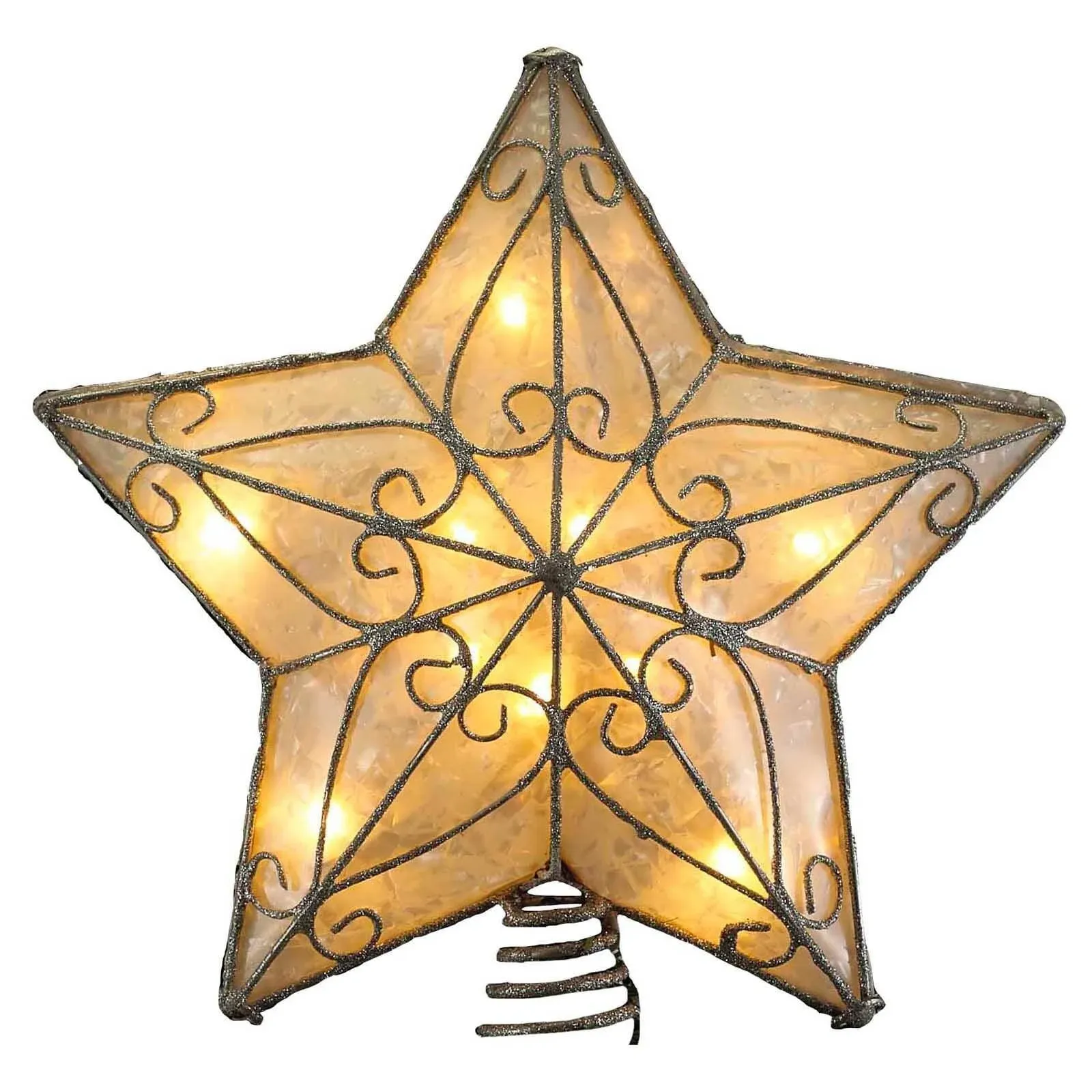 Kurt Adler UL 10 Light Metal Trimmed Capiz Star Treetop