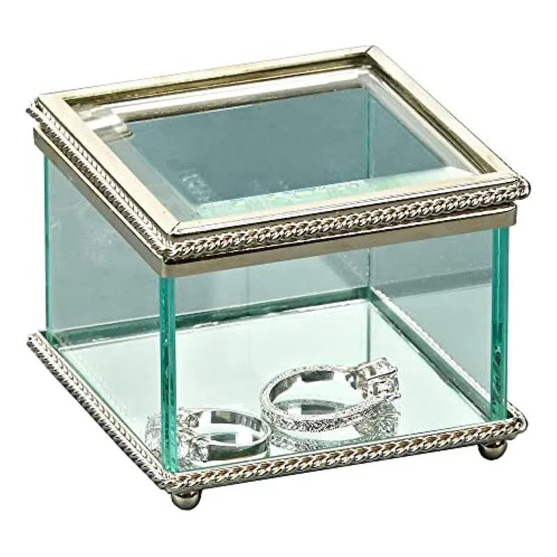 Square Glass Box With Hinged Cover, 3.25"