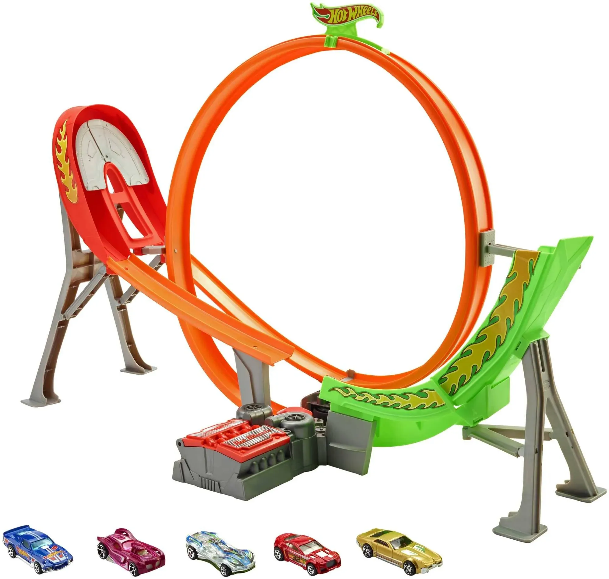 NEW HOT WHEELS ACTION POWER SHIFT MOTORIZED RACEWAY TRACK SET 5 CARS