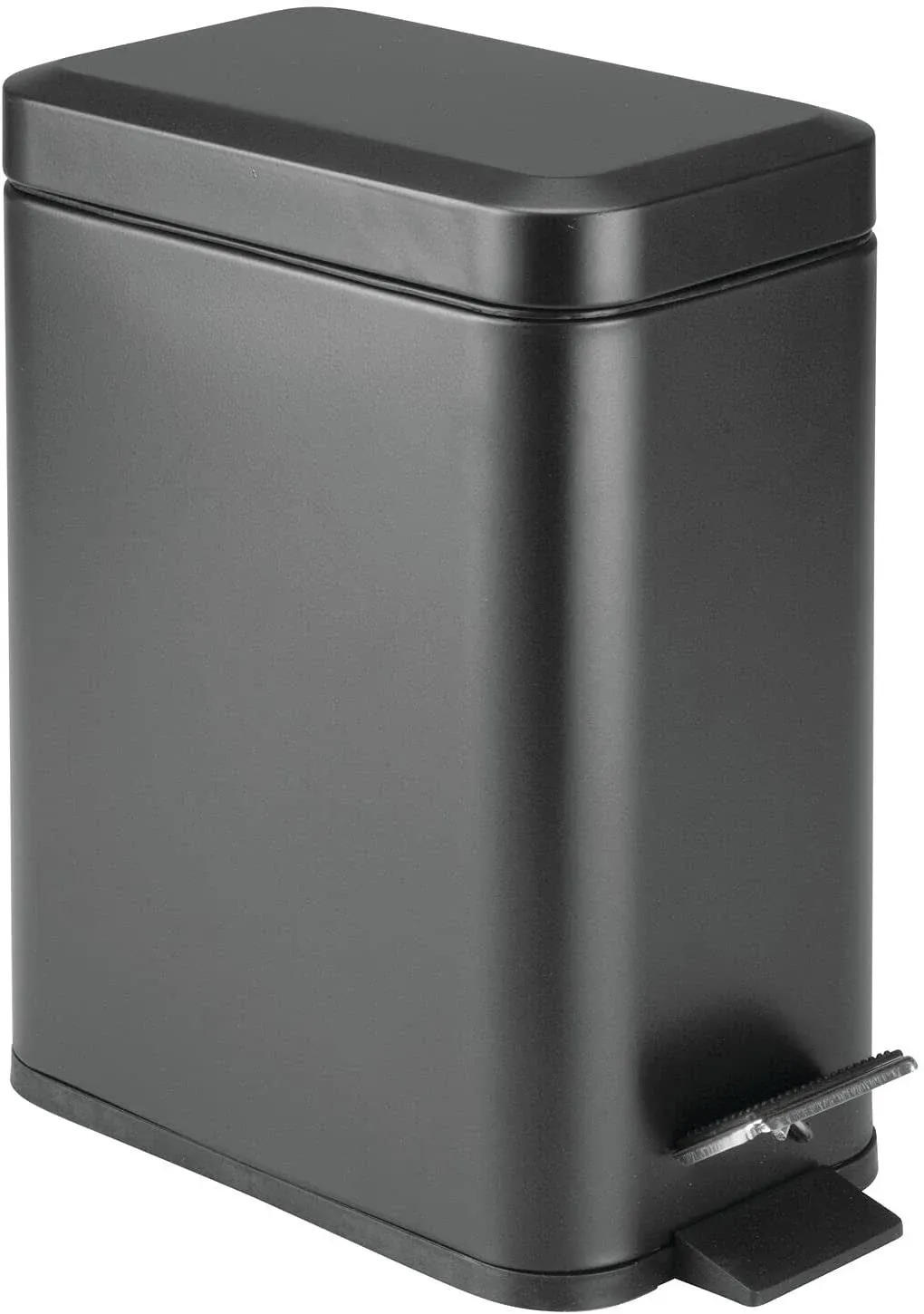 mDesign Rectangular Step-Open Wastebasket Trash Can - Brushed Stainless Steel