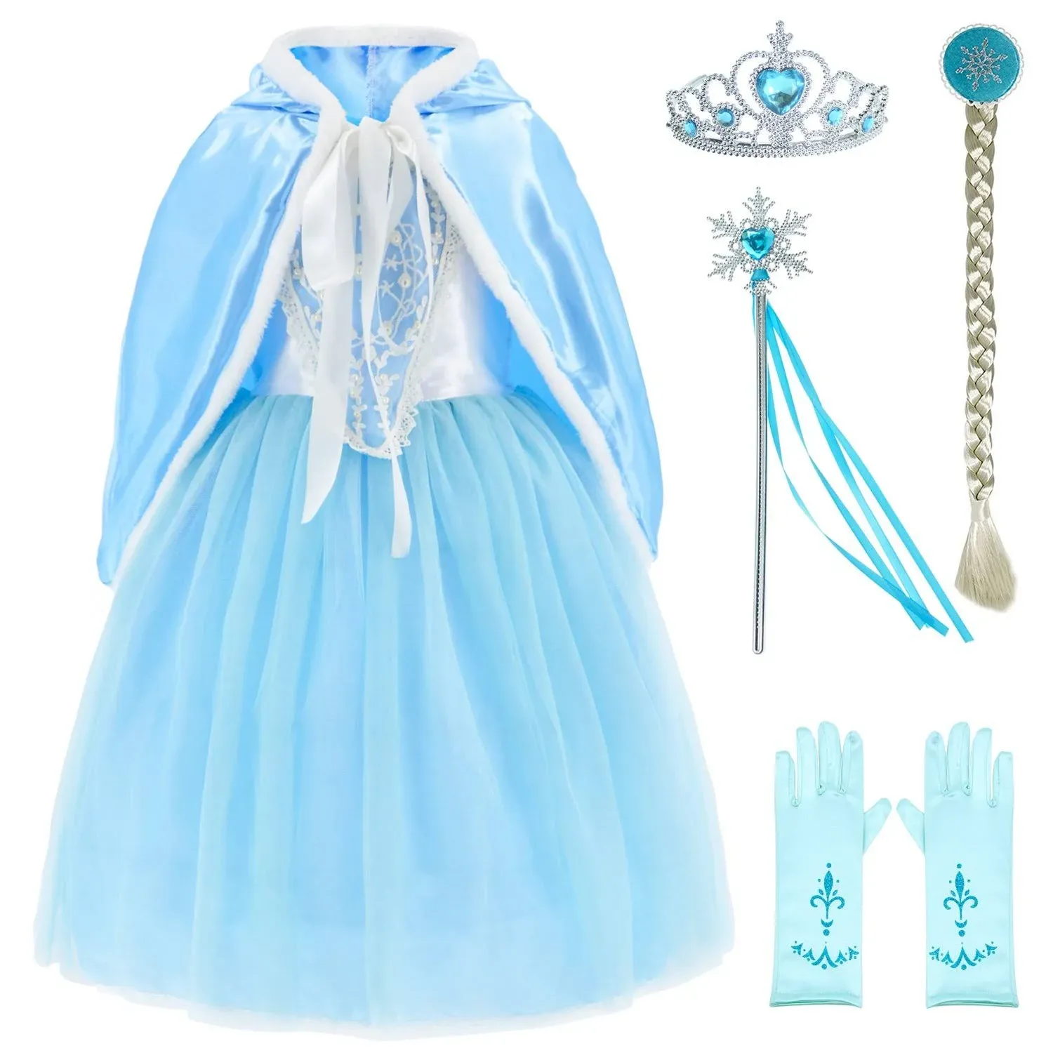 Party Chili Princess Costumes Fancy Party Birthday,Christmas Dress Up for Little Girls with Accessories 6-7 Years(130)