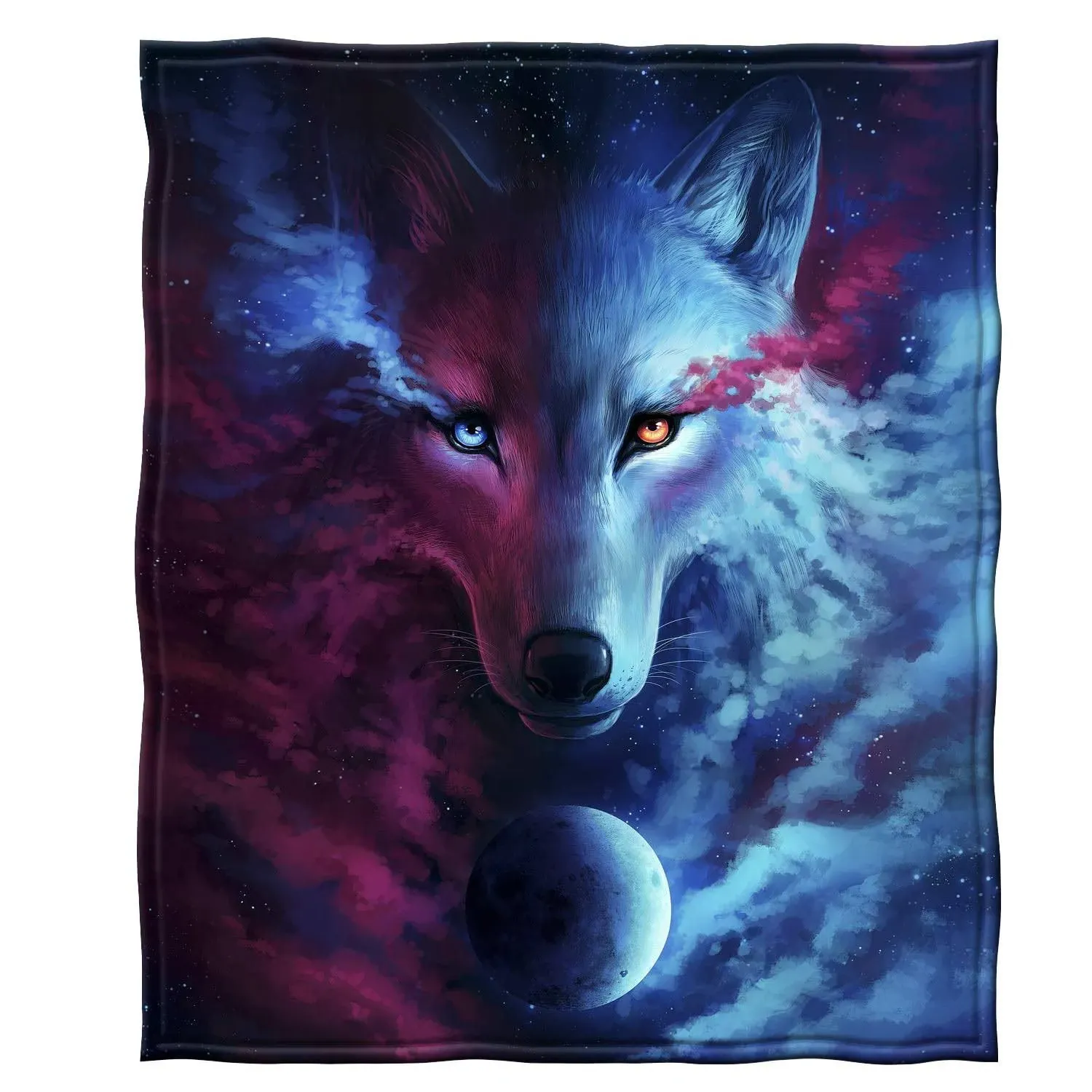 Celestial Wolf Super Soft Full/Queen Size Plush Fleece Blanket