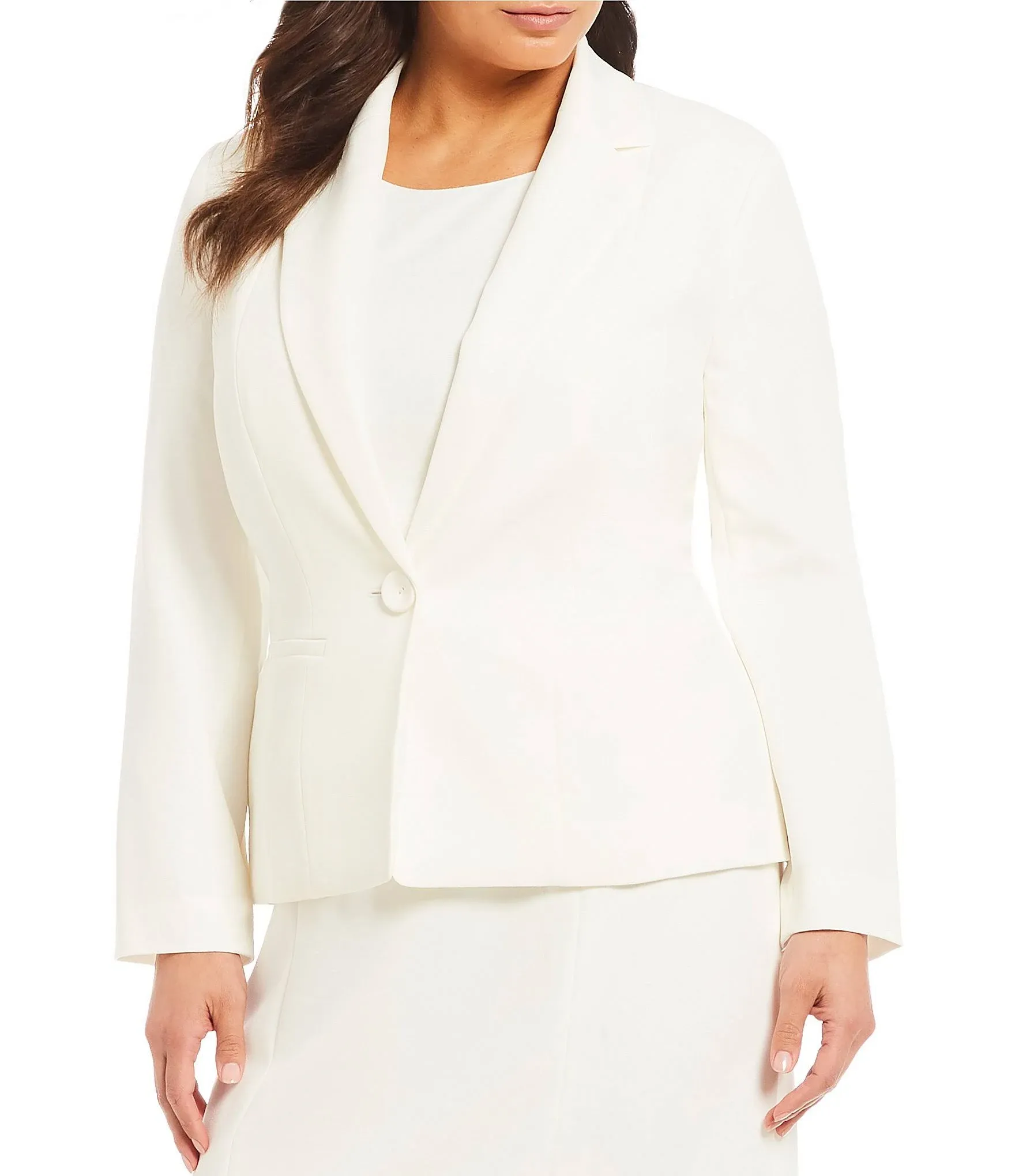 Kasper Plus Size Crepe One-Button Blazer