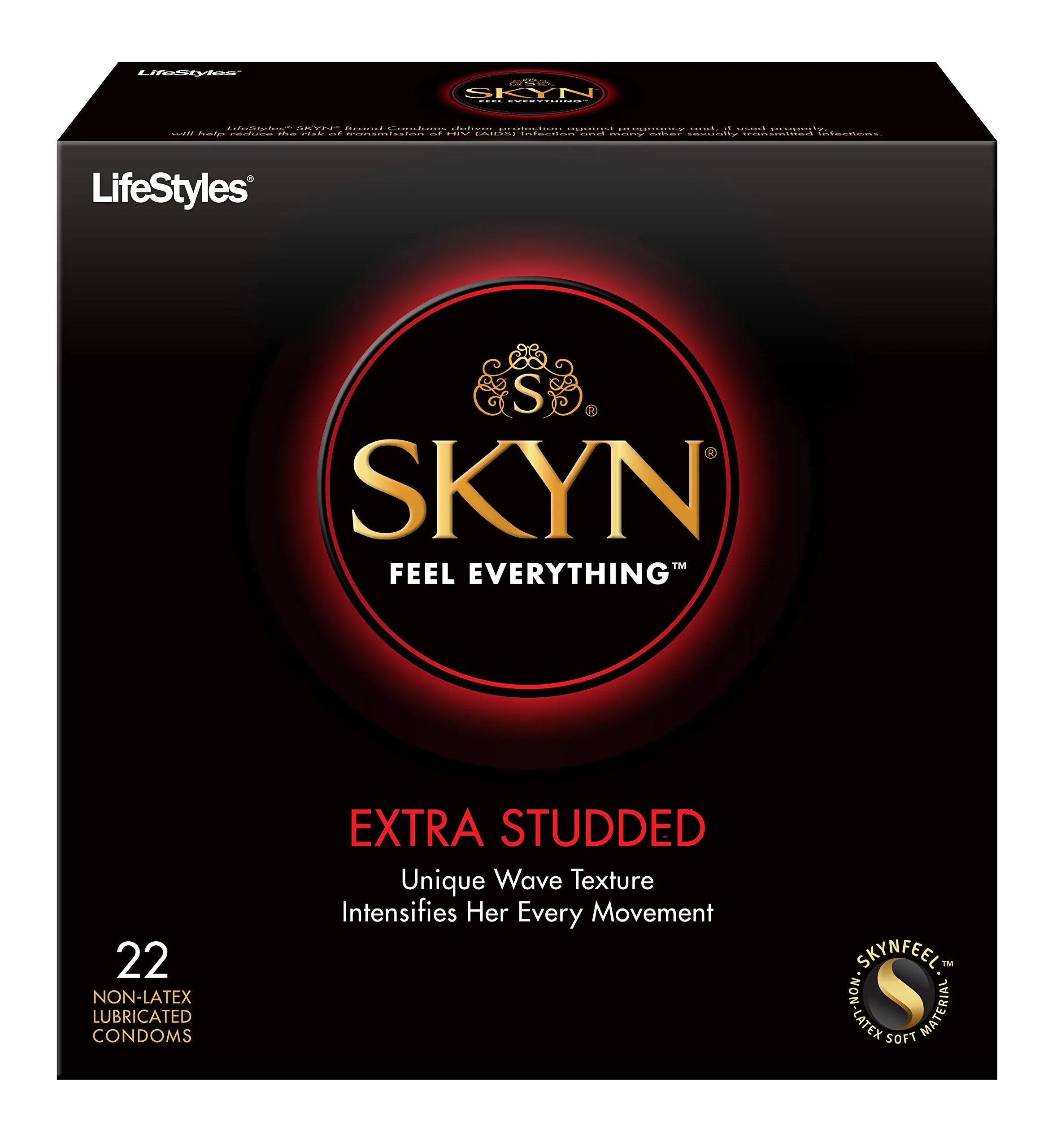 Skyn Condoms, Non-Latex, Lubricated, Extra Studded - 22 condoms