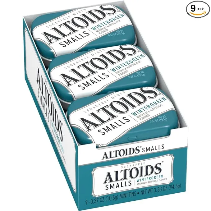 Altoids Smalls Sugar-Free Mints, Wintergreen - 9 pack, 0.37 oz each