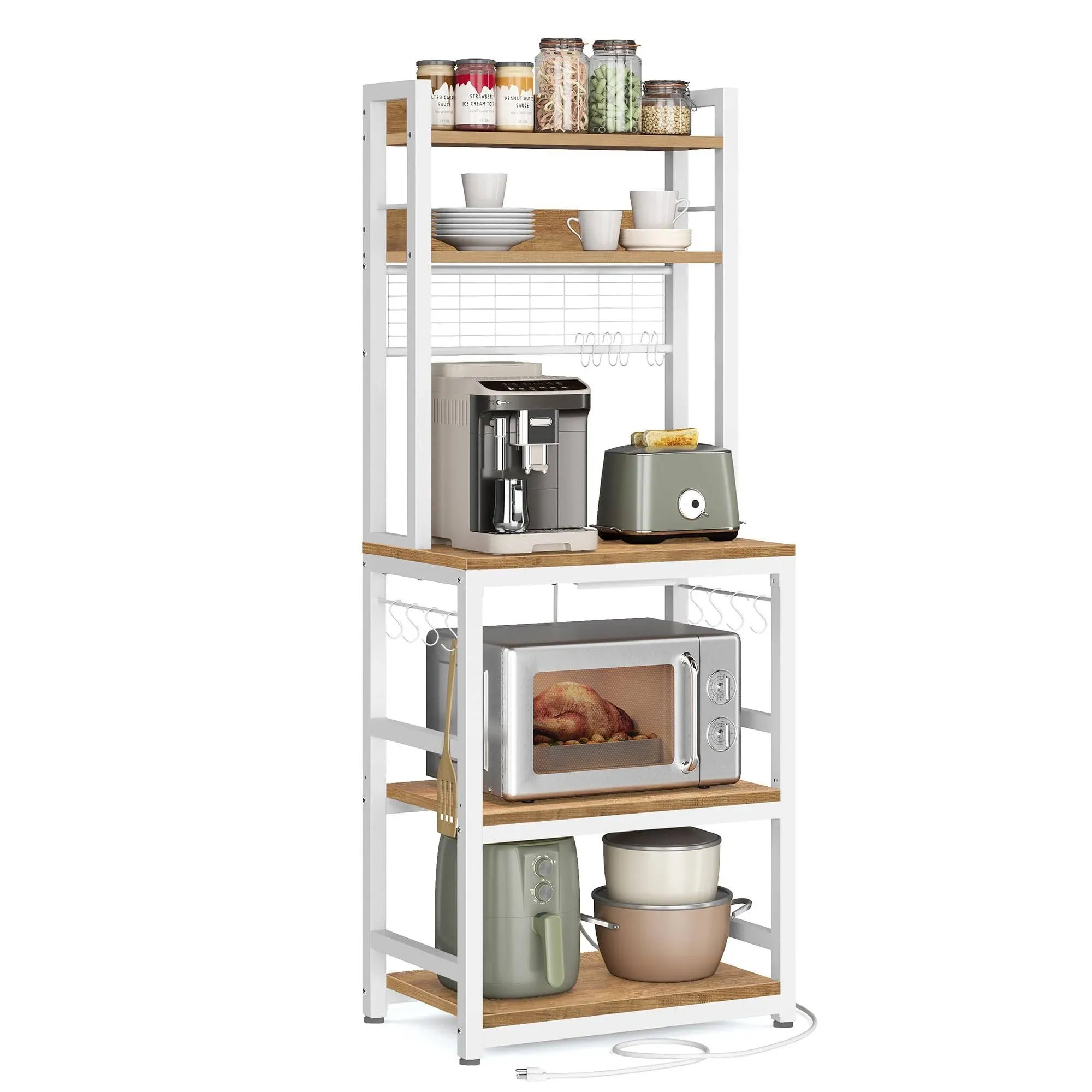 Hutch Bakers Rack with Power Outlet