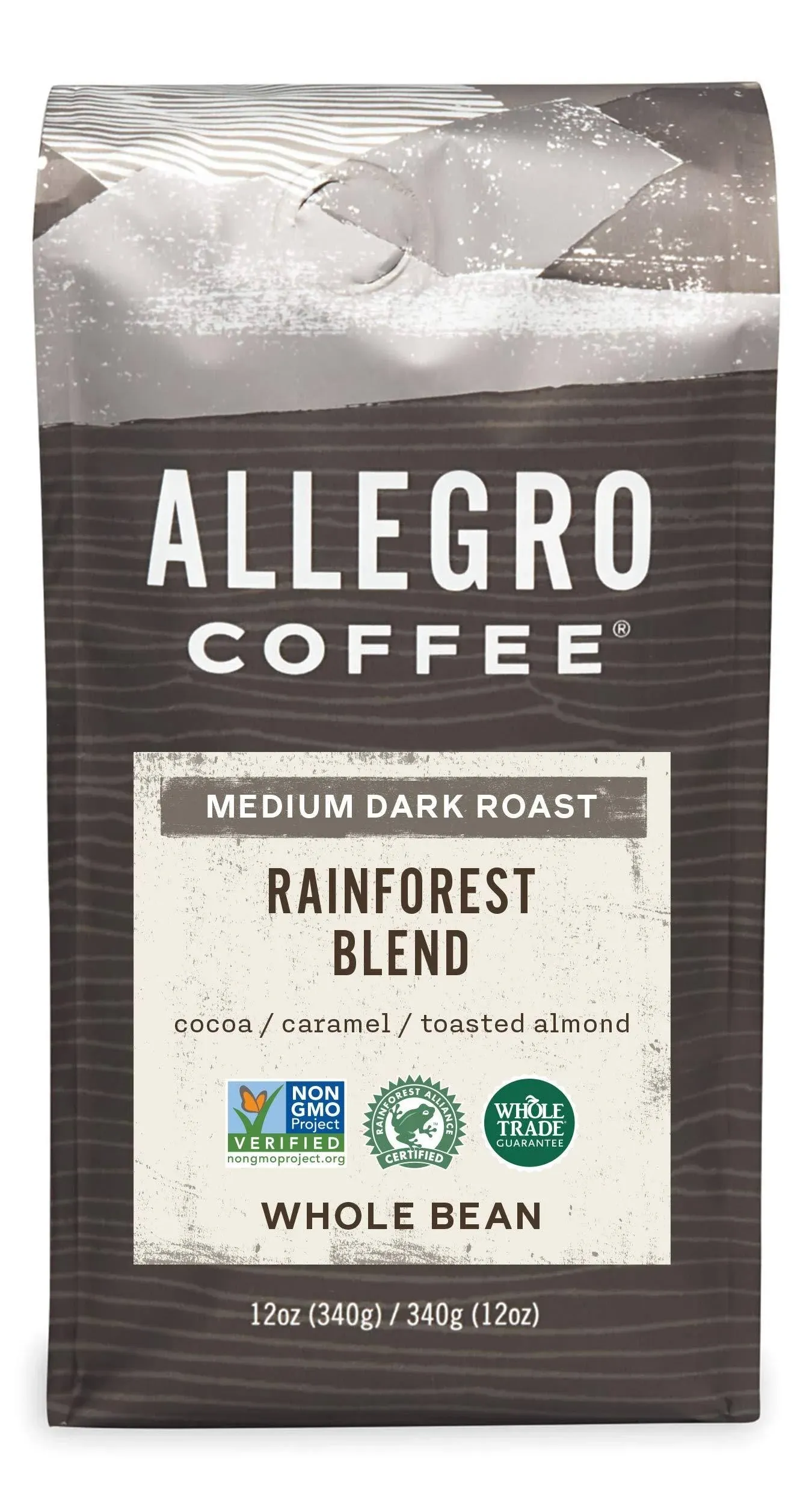 Allegro Coffee Rainforest Blend Whole Bean Coffee, 12 oz