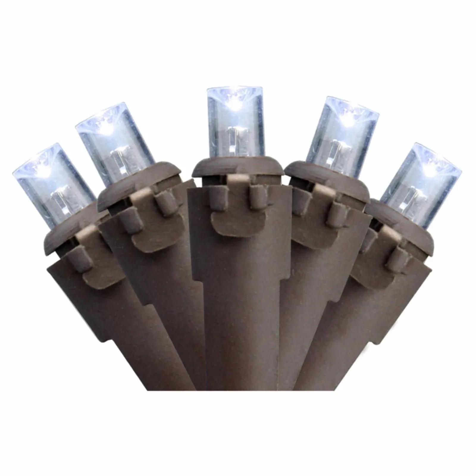 50 White LED Wide Angle Christmas Lights - 16.25 ft Brown Wire