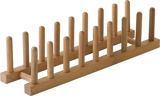 Lipper International 887 Bamboo Wood Plate Rack and Pot Lid Holder, 15-3/8" x 4-3/8" x 4"