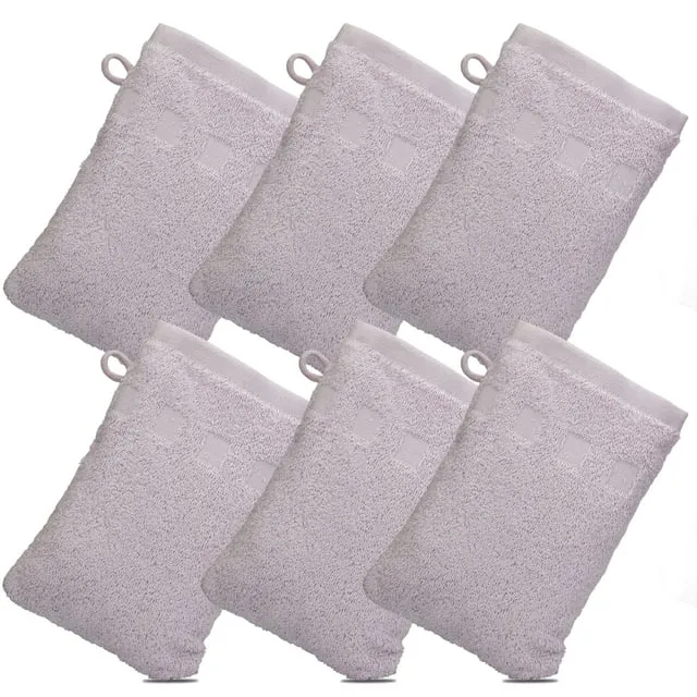 Made Easy Kit Bath Mitts - Pack of 6 - (6" x 9") European Style Washcloth with Loop (Lavender, 6 x 9 inches)