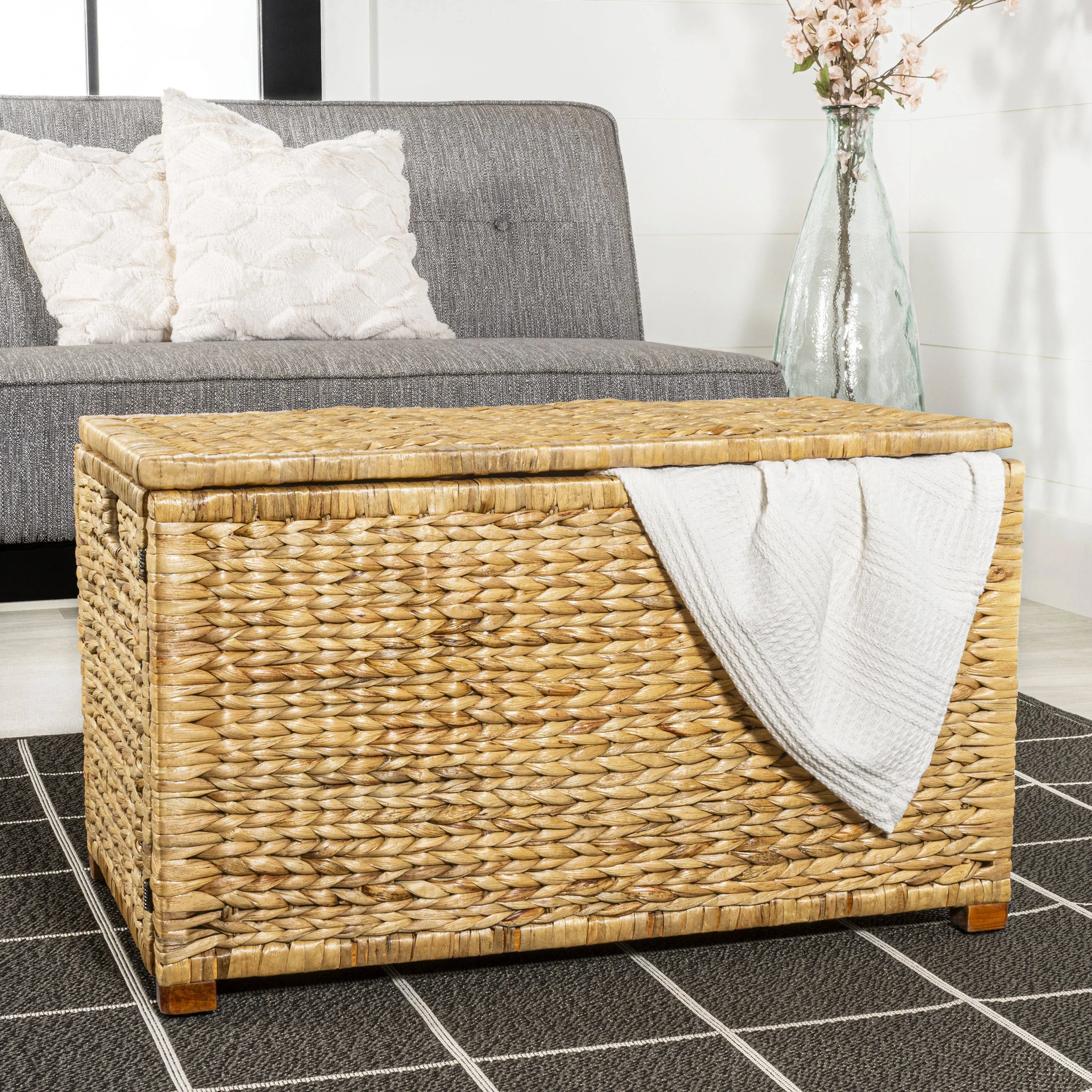 happimess Anada Wicker Weave 30 in. Storage Trunk, Natural