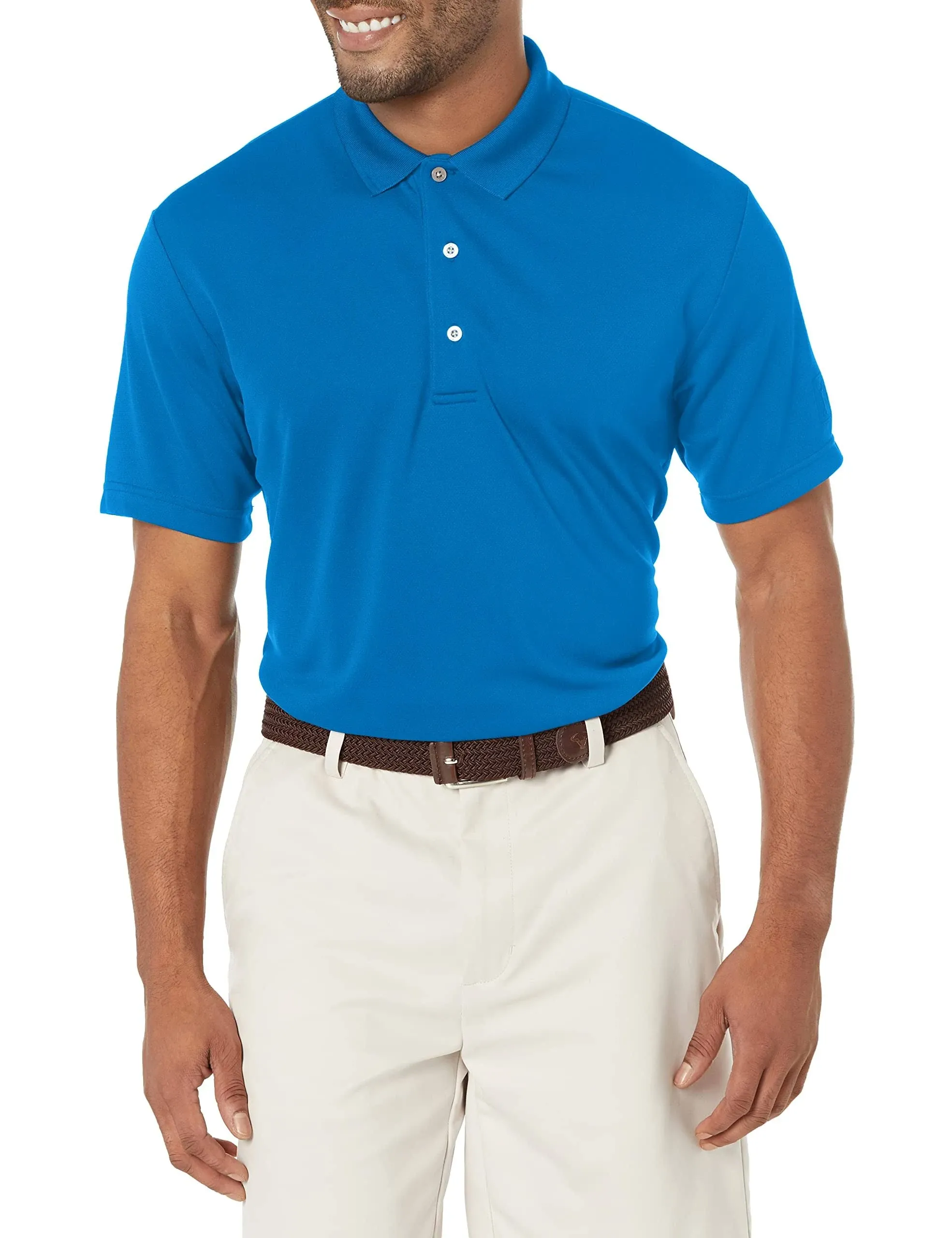 Pga Tour Men's Airflux Mesh Short-Sleeve Polo Golf Shirt Blue