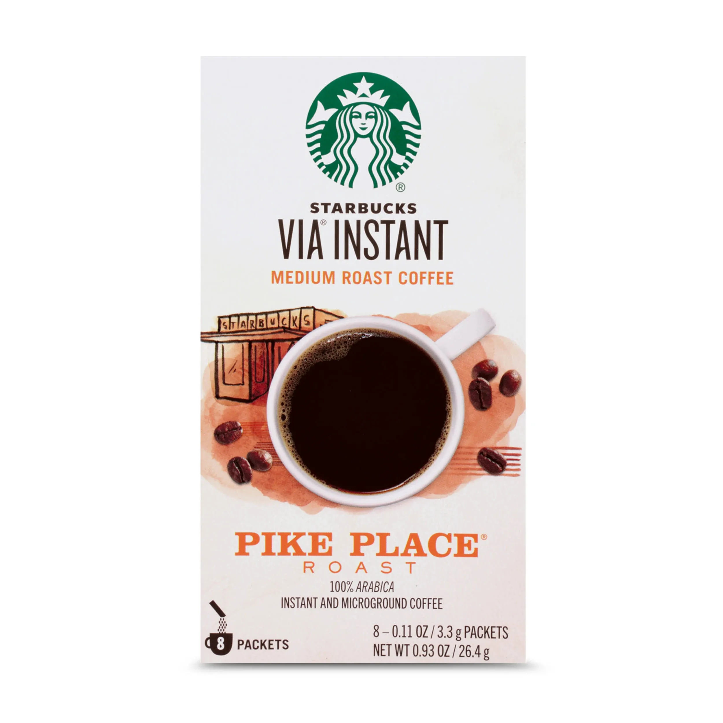 Starbucks Via Instant Pike Place Medium Roast Coffee (0.11 oz, 8 ct)