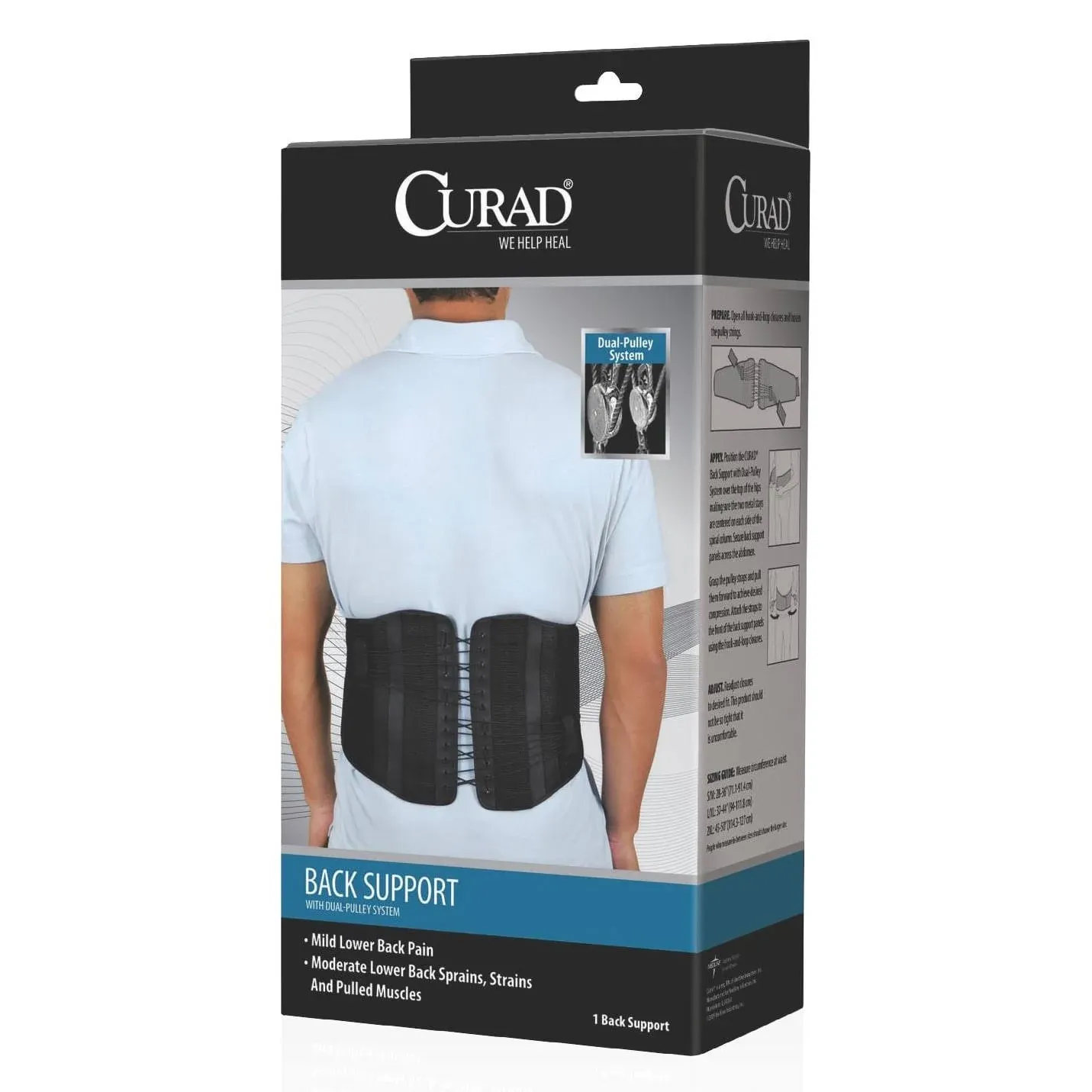 Curad Back Support with Dual-Pulley SYSTEM; Small/Medium