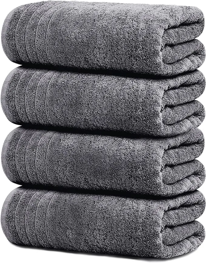 Tens Towels Large Bath Towels, 100% Cotton, 30 x 60 Inches Extra Large Bath Towels, Lighter Weight, Quicker to Dry, Super Absorbent, Perfect Bathroom Towels (Pack of 4, Navy)