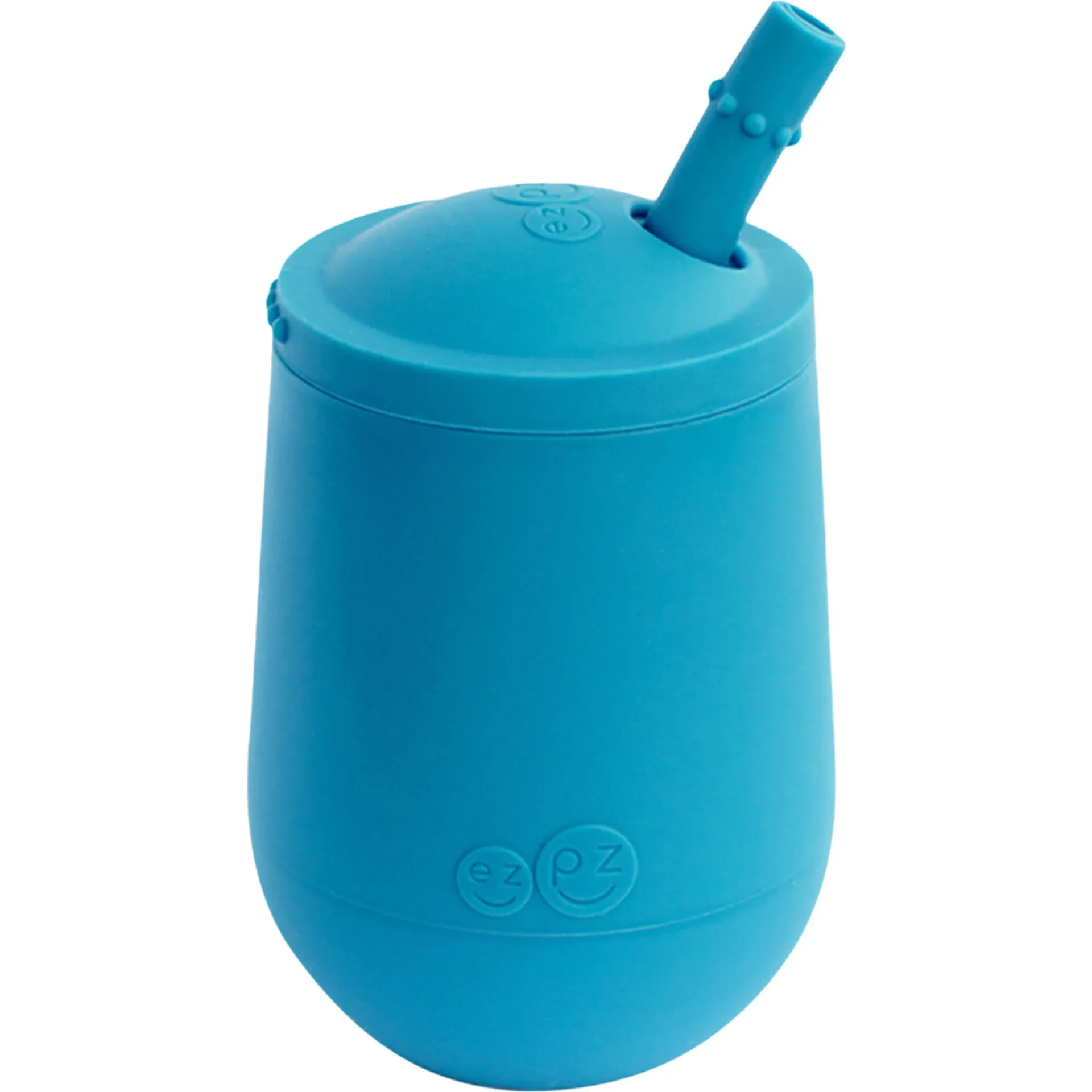 Ezpz Mini Cup + Straw Training System (Blue) - 100% Silicone Training Cup for Infants + Toddlers - Designed by a Pediatric Feeding Specialist - 9 Months+