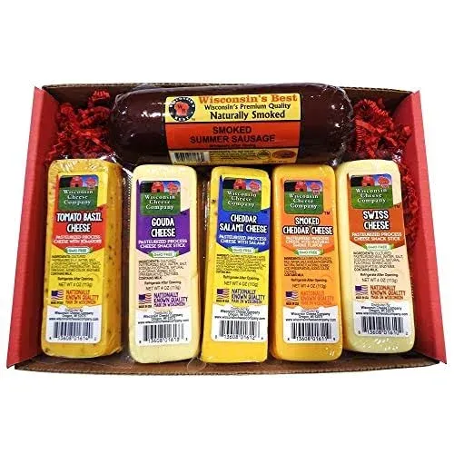 Wisconsin's Best & Wisconsin Cheese Company - Specialty Cheese & Sausage Gift Box. Perfect Christmas Gifts, Holiday Gift Set