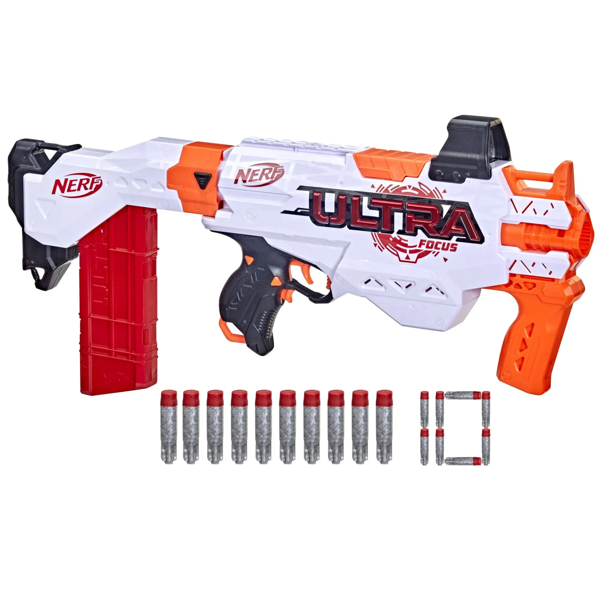 Nerf Ultra Focus Motorized Blaster, 10-Dart Clip, 10 AccuStrike Ultra Darts ...