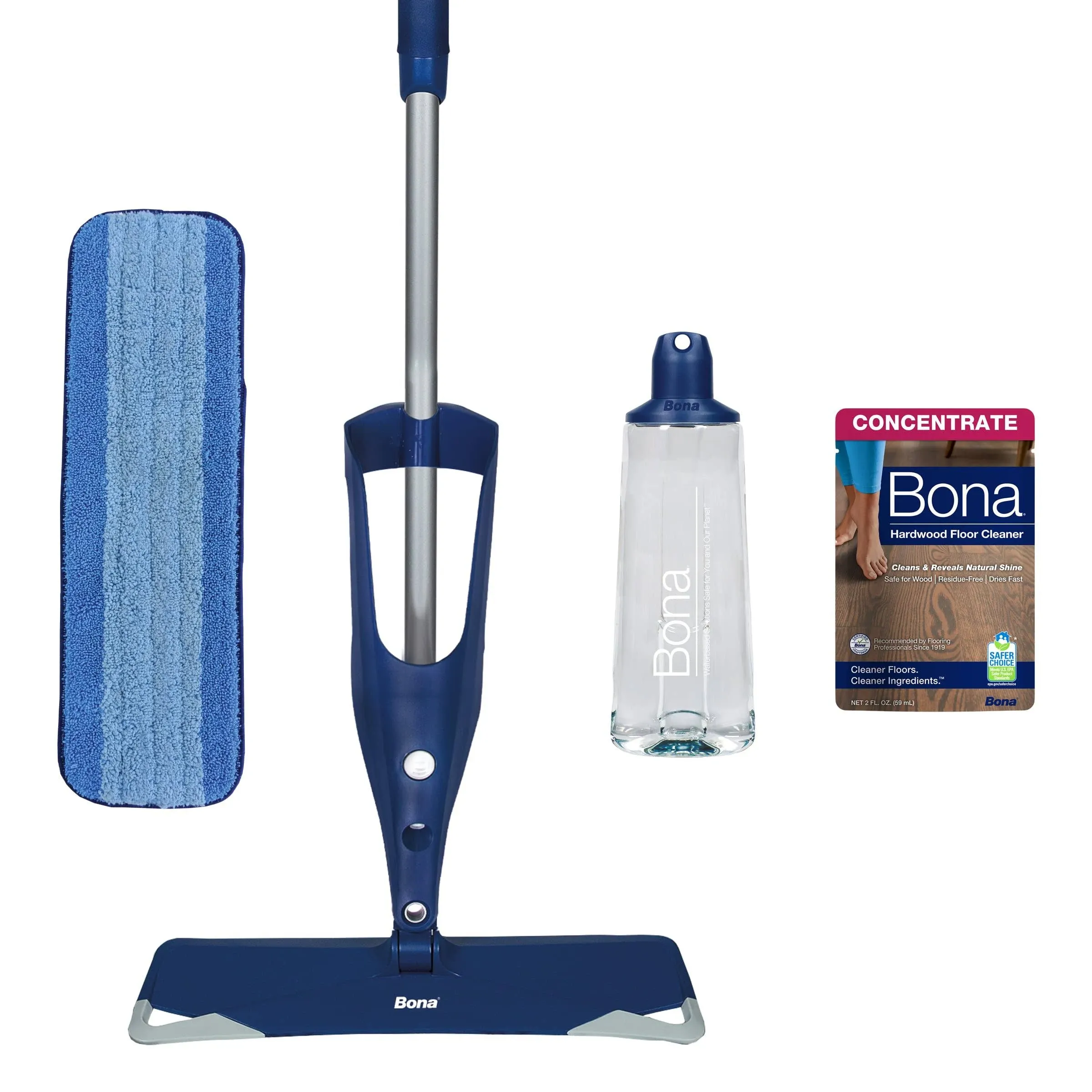 Bona Hardwood Floor Premium Spray Mop - Includes Wood Floor Cleaning Concentrate and Machine Washable Microfiber Cleaning Pad - Dual Zone Cleaning