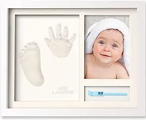 KeaBabies Baby Hand and Footprint Kit - Baby Footprint Kit, Baby Shower Gifts for Mom, Baby Footprint and Handprint Kit, Newborn Baby Gifts, Baby Handprint Kit, Nursery Picture Frame (Alpine White)