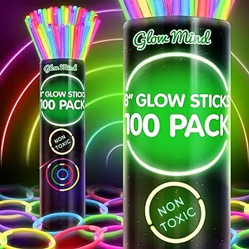 100 Glow Sticks Bulk Party Supplies Halloween Glow in The Dark Fun Party Pack