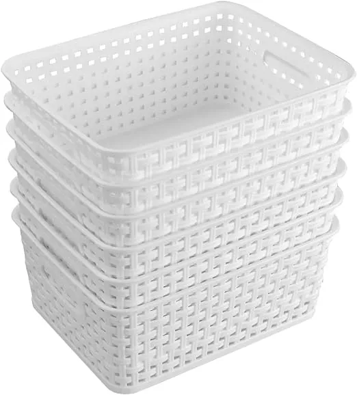 Hokky 6-Pack White Plastic Weave Basket