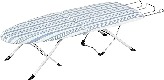 Honey-Can-Do Foldable Tabletop Ironing Board with Iron Rest, Blue Stripe