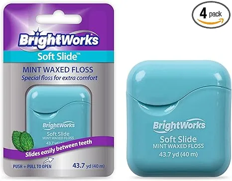 Brightworks Soft Slide Dental Floss, for Tight Spaces and Extra Comfort