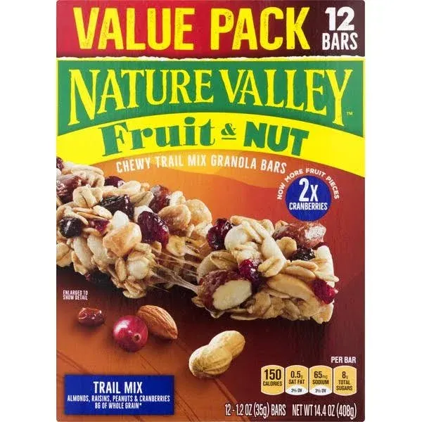 Nature Valley Fruit & Nut Chewy Trail Mix Granola Bars, 12 Count