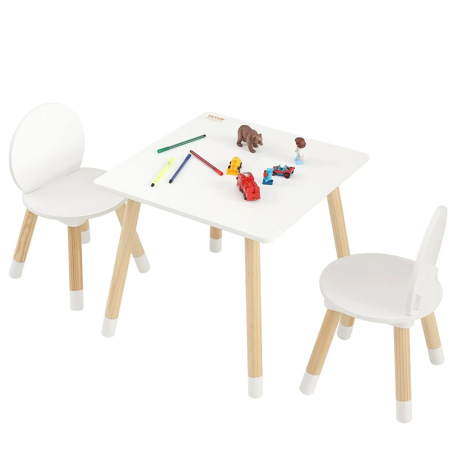 VEVOR Kids Table and Chair Set Wooden Activity Table with Storage Space and Boxes Kids Play Table for Toddlers Art Craft Reading Learning