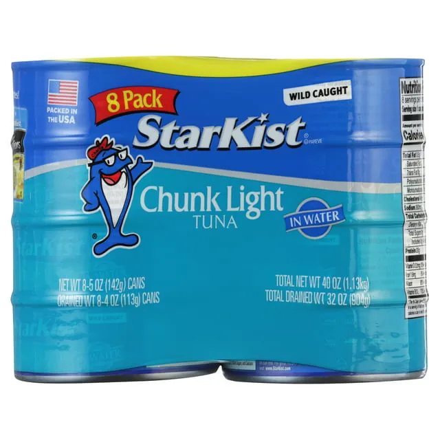 StarKist Tuna in Water, Light, Chunk, 8 Pack - 5 oz