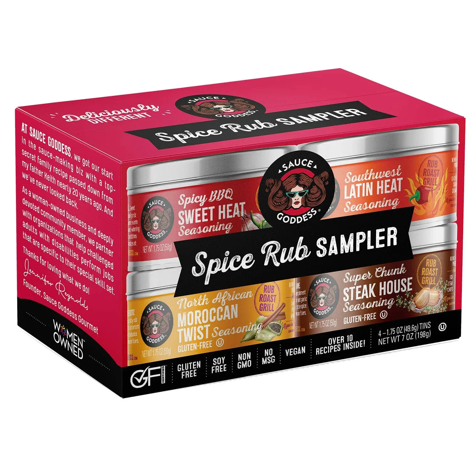 Sauce Goddess Spice Gift Set, 1.75-ounces Tins (Pack of 4)