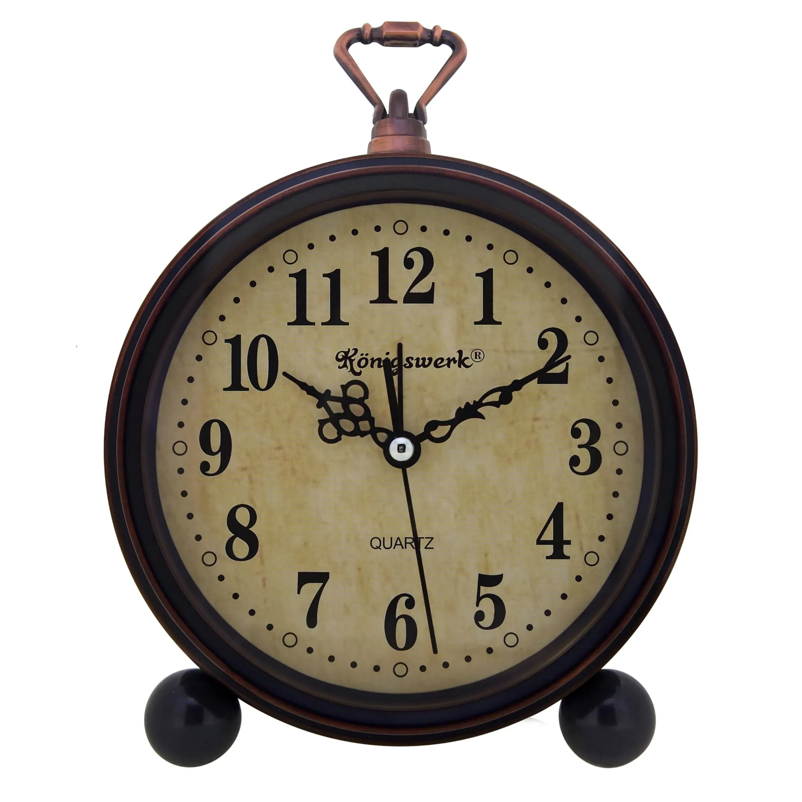 Vintage Analog Alarm Clock Silent Non-Ticking Desk Bedside Clock for Bedroom