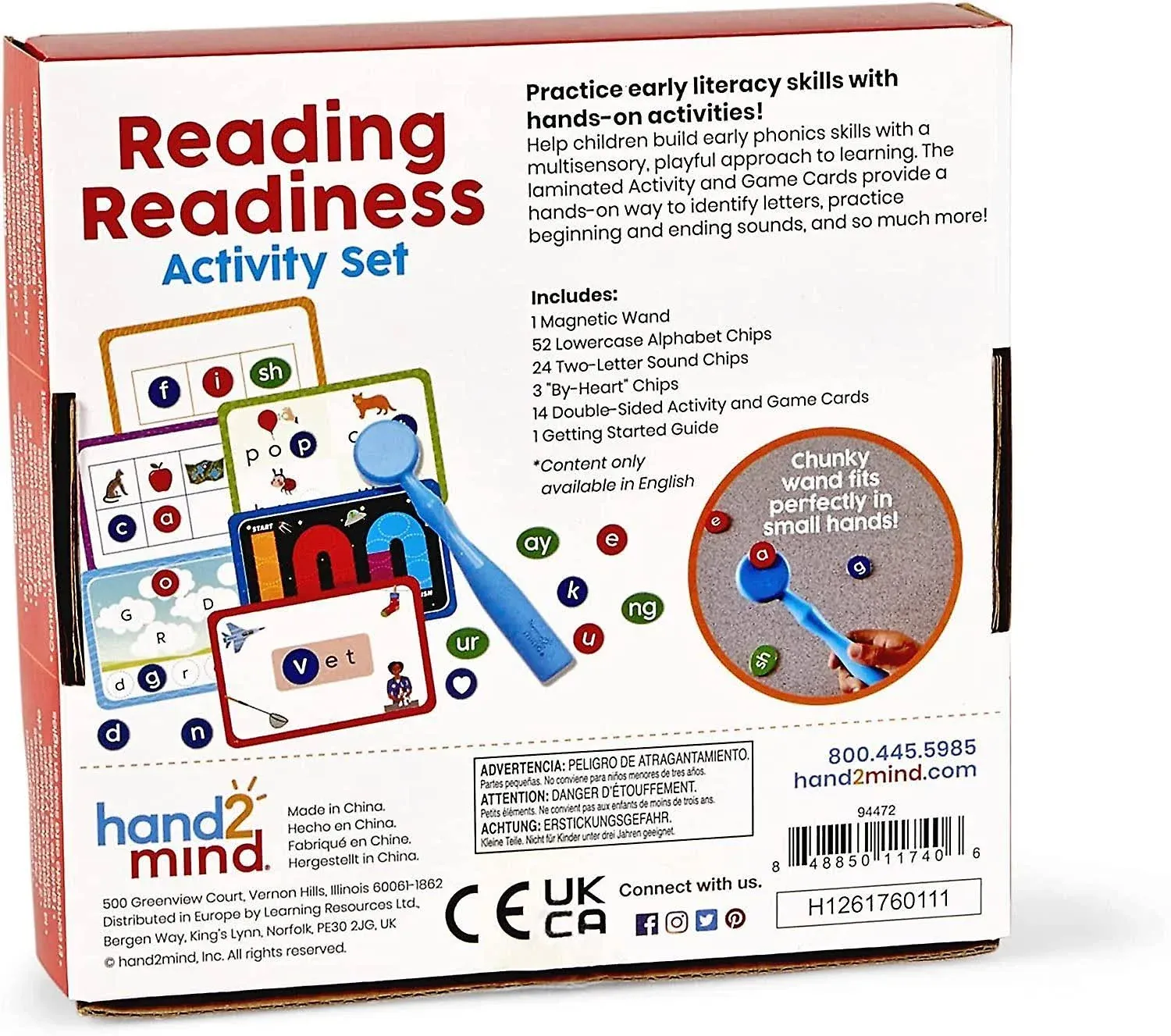 hand2mind Reading Readiness Activity Set, Magnetic Wands and Alphabet Chips